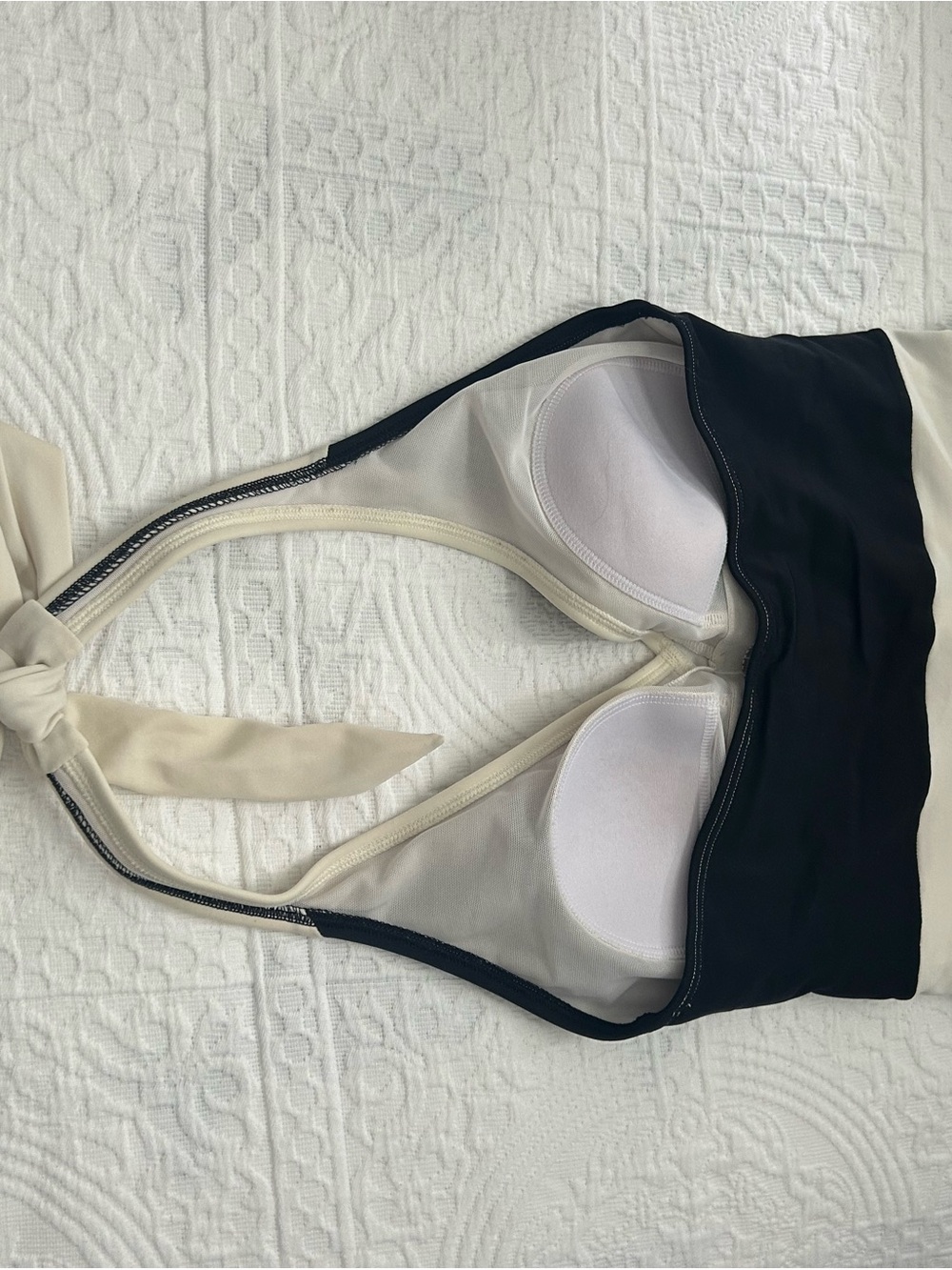 BODEN Black One-Piece Swimsuit with Cream Strap Detail - Picture 4 of 4